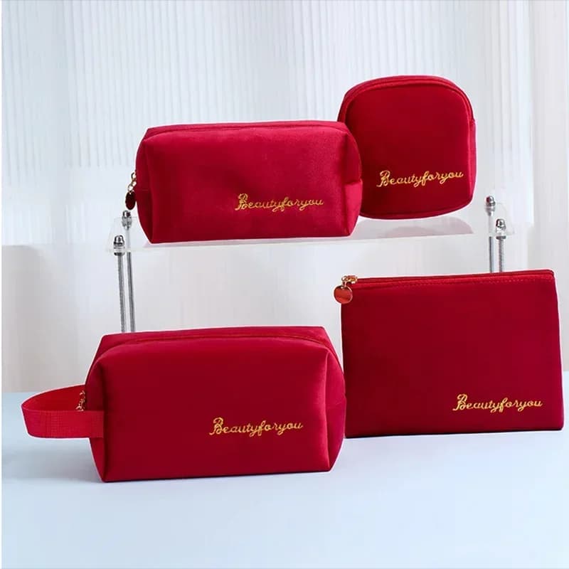 Borsa per cosmetici da donna alla moda Tovaglioli sanitari da viaggio Articoli da toeletta per il trucco Borsa per il lavaggio dell'organizzatore Borsa per il trucco Neceser in velluto
