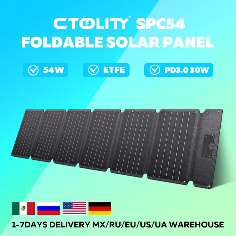 CTOLITY 54W 20,5V Tensione ETFE Nuovo pannello solare portatile Alimentazione flessibile di ricarica per campeggio all'aperto Escursionismo Viaggi Powerbank