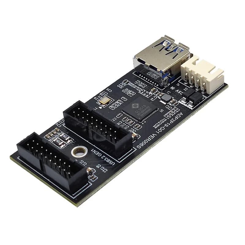Convertitore da 19 pin a tipo E + 19 pin A-KEY da 19 pin a doppia scheda di estensione 19P USB 3.2 GEN 1 Hub Scheda madre Pannello frontale da 1 a 2 Splitter