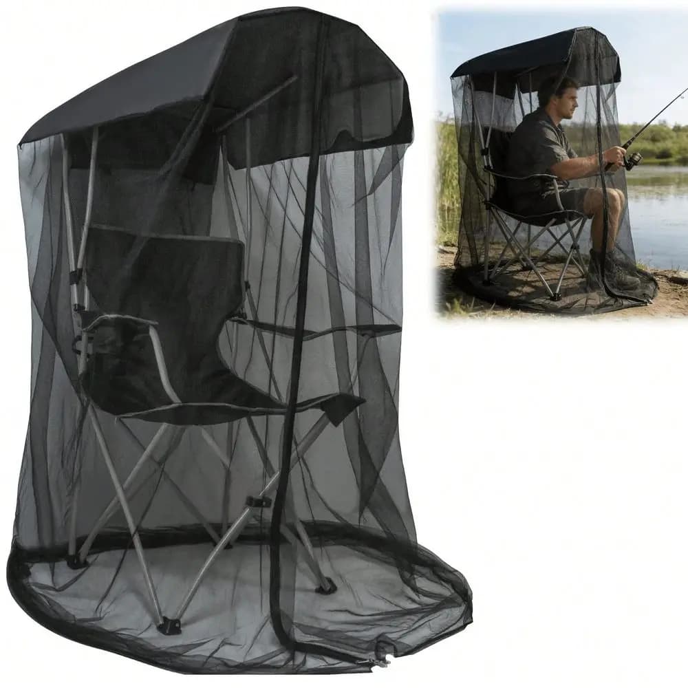 Lamp Outdoor Camping Fishing Mosquito Net Cover, With Zipped Opening, Waterproof Canopy. Does Not Include Chair. Used For Sunsh