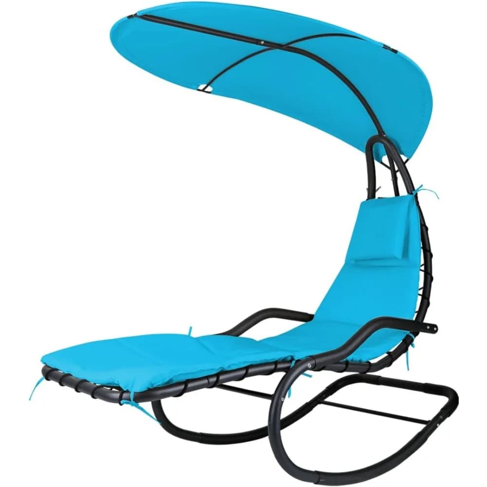 Swing hammock chaise lounge swing, with support and canopy, swing for porch with soft removable headrest cushion, exterior