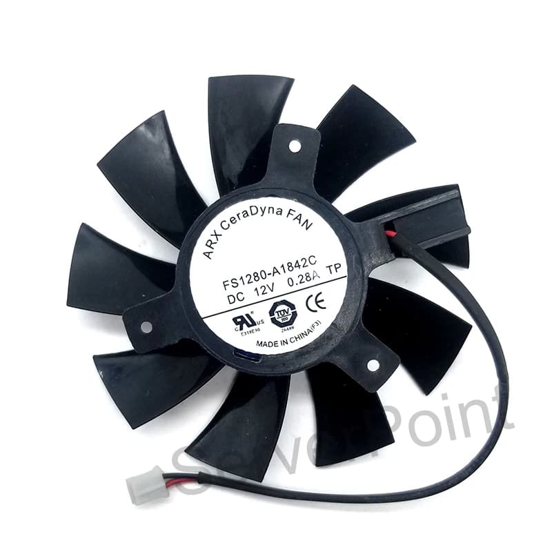 Ventola per scheda Video senza cornice FS1280-A1842C 12V 0.28A ventola a 2 linee diametro 74mm funzionante