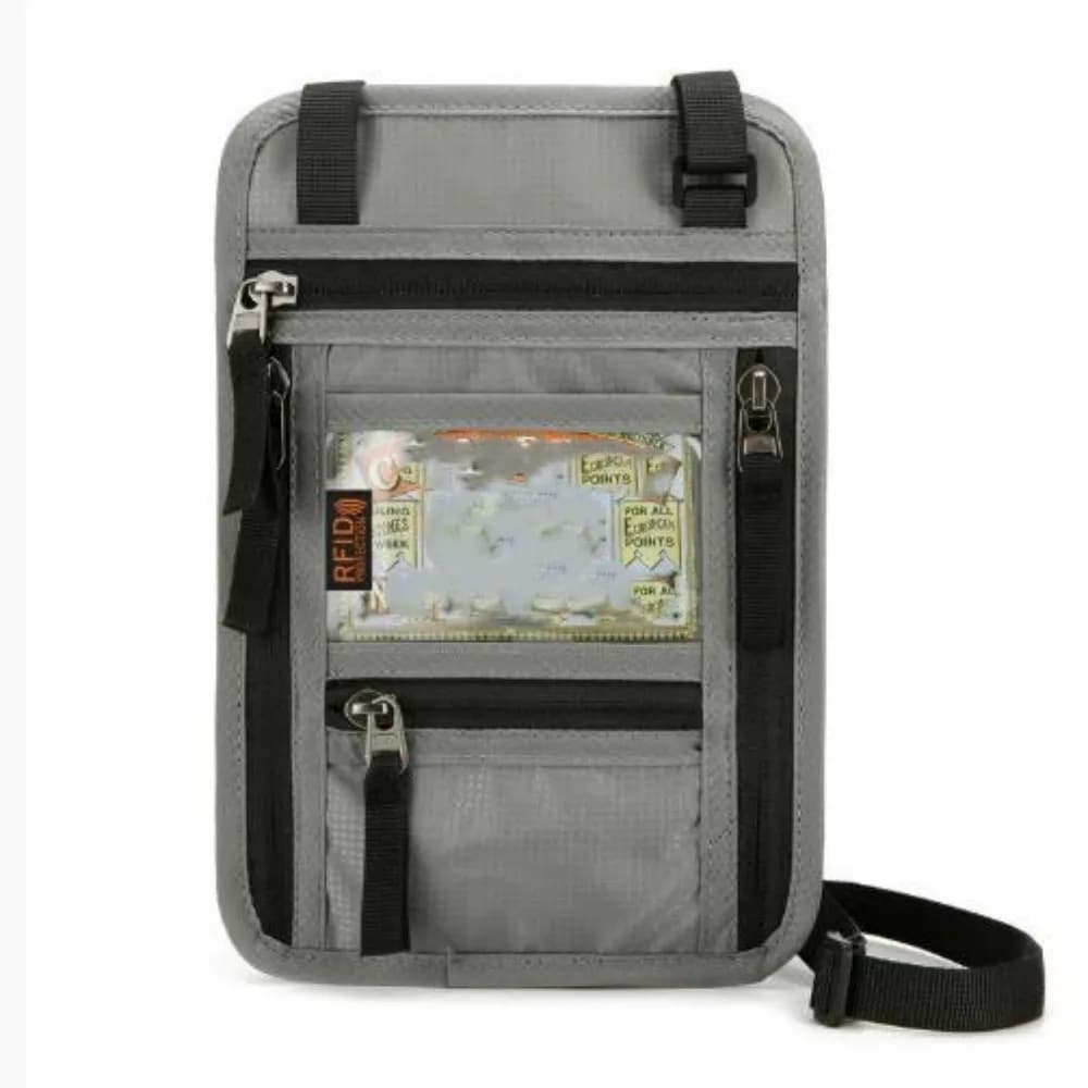 Borsa per passaporto appesa al collo multifunzionale 16 * 2 * 23,5 cm 6 colori Custodia a tracolla RFID