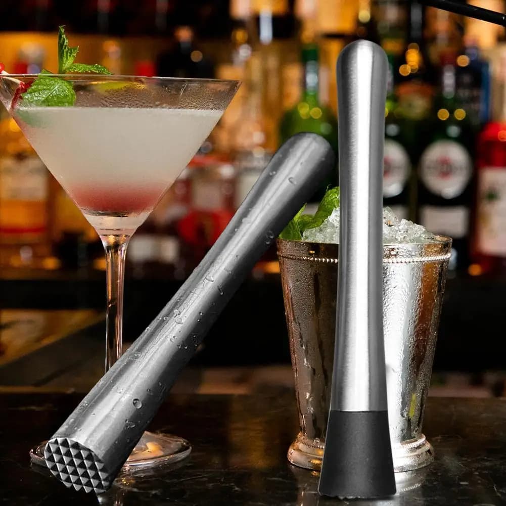 Stainless Steel Wine Mixing Stick Muddler Cocktail Stirrer Shaker Ice Crusher Comfortable Grip Handle Barware Tool