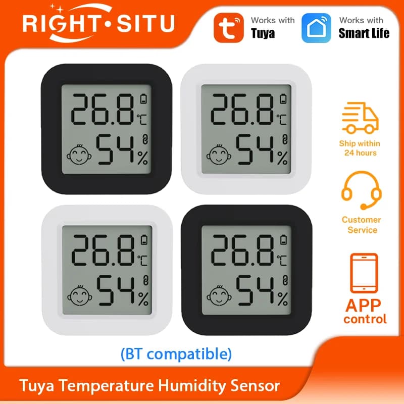 Mini smart thermometer hygrometer temperature humidity sensor LCD digital display compatible with Bluetooth APP remote control