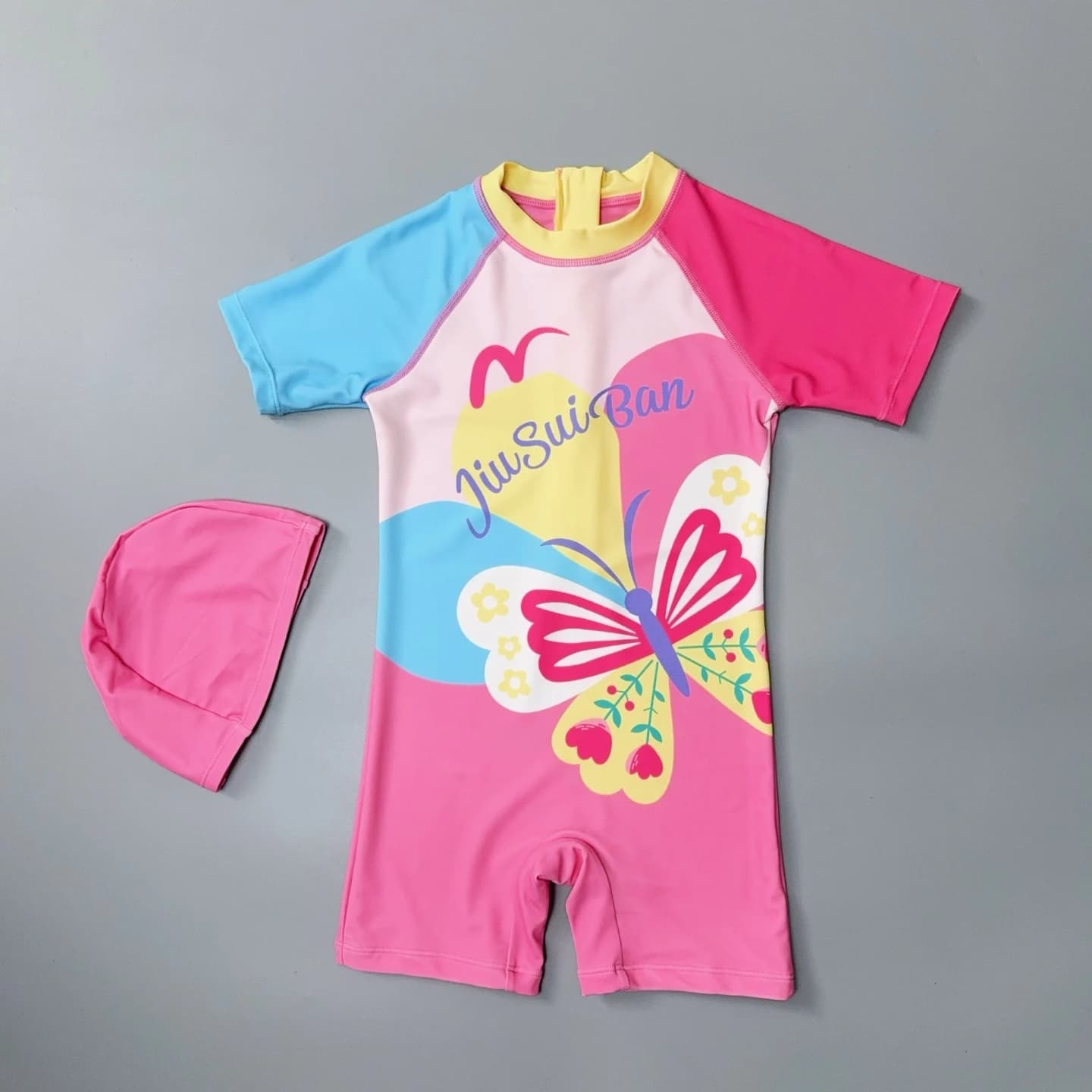 Costume da bagno intero Princ Pink per bambine, protezione solare, per vacanze al mare, taglia unica