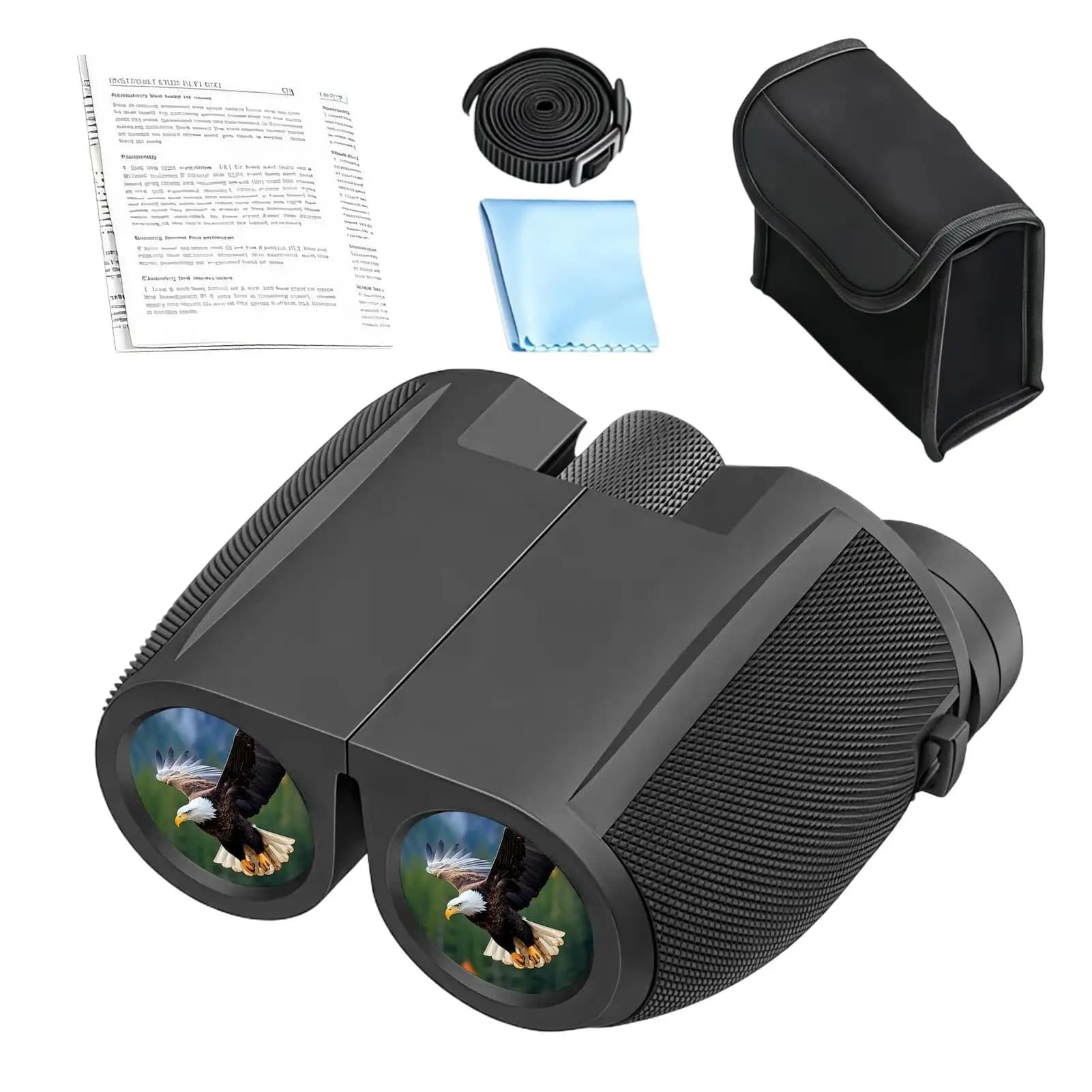 Binocolo per adulti 10x25 con messa a fuoco facilitata, impermeabile, portatile, per nautici, escursionisti, viaggiatori, appassionati di sport, campeggiatori