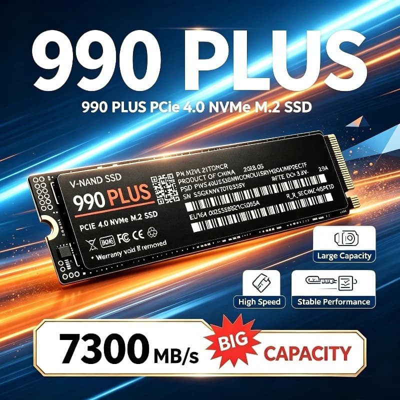 990 Plus M.2 NVMe PCIe 4.0 SSD 500GB/1TB/2TB/4TB 7300MB/s Read Speed Solid State Drive For PS5 Gaming Laptop Desktop