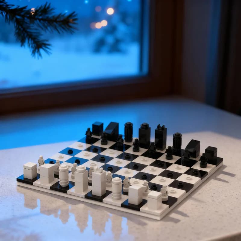 Set di Scacchi MOC 129 Pezzi 16x16 con Statuette Minifigure, Modello di Gioco, Blocchi da Costruzione, Regalo Creativo, Esposizione da Collezione, Premium