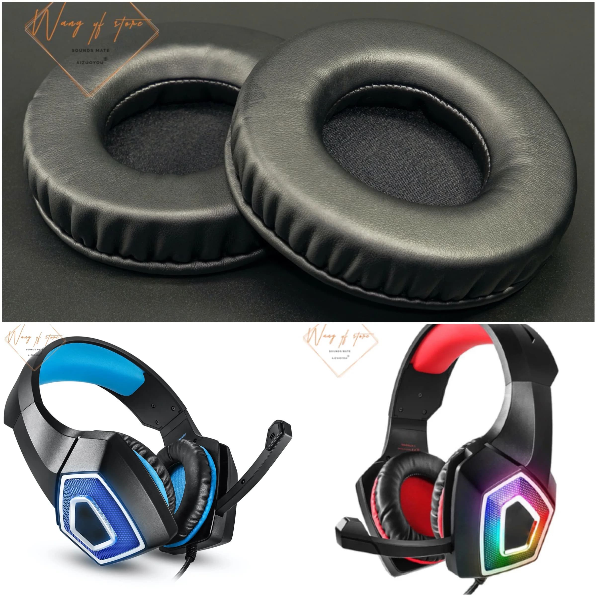 Ear cushions in soft leather foam cushion for Hunterspider V-1 V1 headphones spare earphones