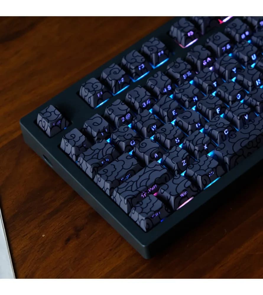 Black auspicious cloud keycap side engraved light PBT original highly sublimated mechanical keyboard cap 68/75/87/980