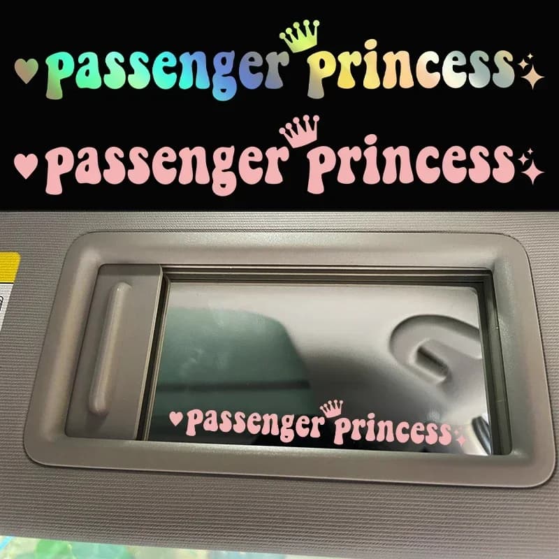 Adesivi per Auto 'Passenger Princess' 15*2.3cm, Divertenti e Creativi per Specchietti Retrovisori