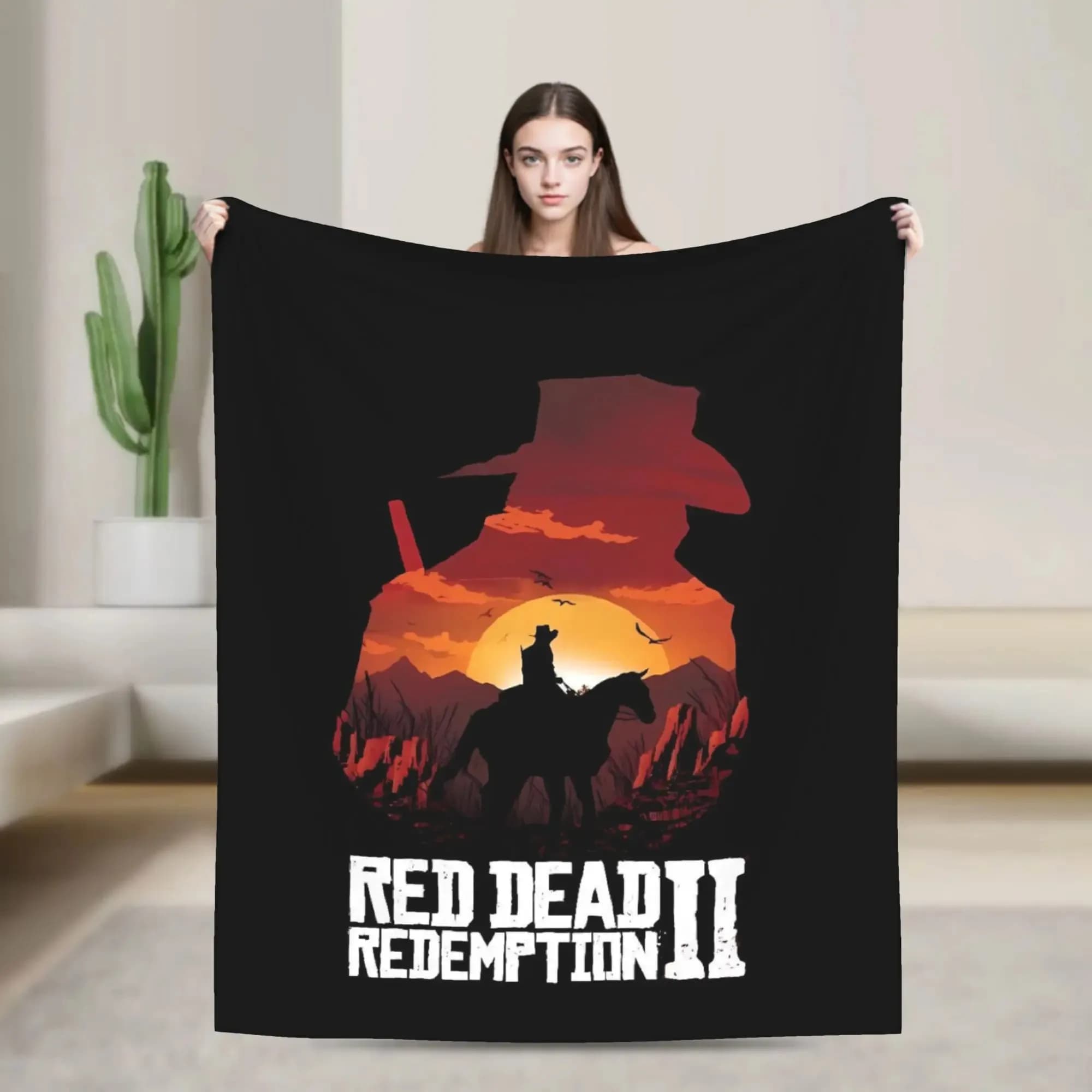 Red Dead Redemption 2 Warm Soft Blanket Students Plush Bedding Throws Pattern Couch Chair Flannel Bedspread Sofa Bed Cover
