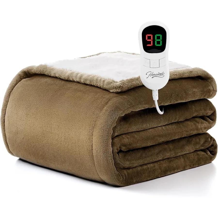 Coperta riscaldata elettrica Twin Size - 62"x84" Coperta riscaldante Twin Size 1/2/4/6/8 ore Spegnimento automatico 10 Livello di calore Protezione dal surriscaldamento