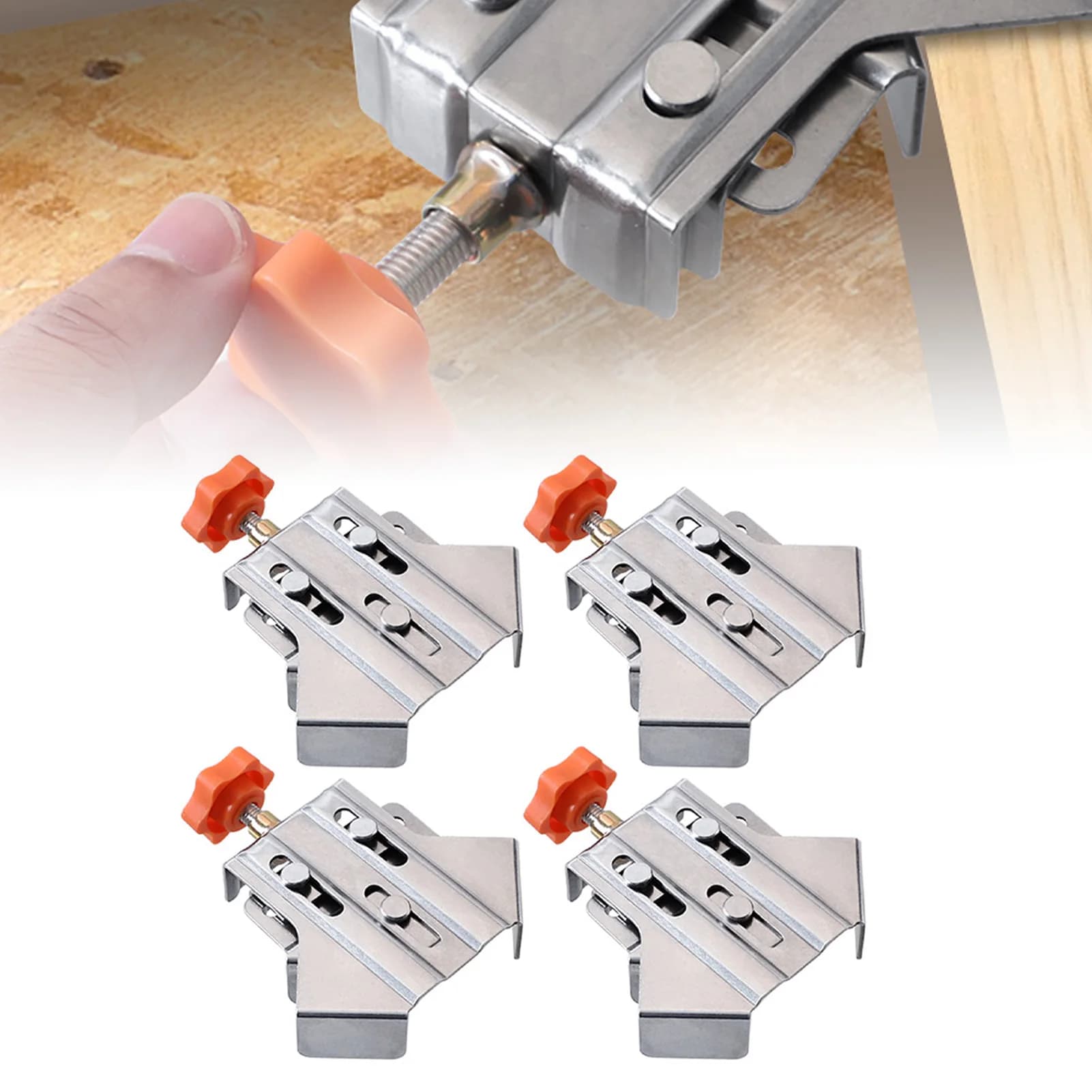 4-piece folding rectangle clamp, 90-degree clamp, stainless steel wood working corner clamp, suitable for making DIY frames