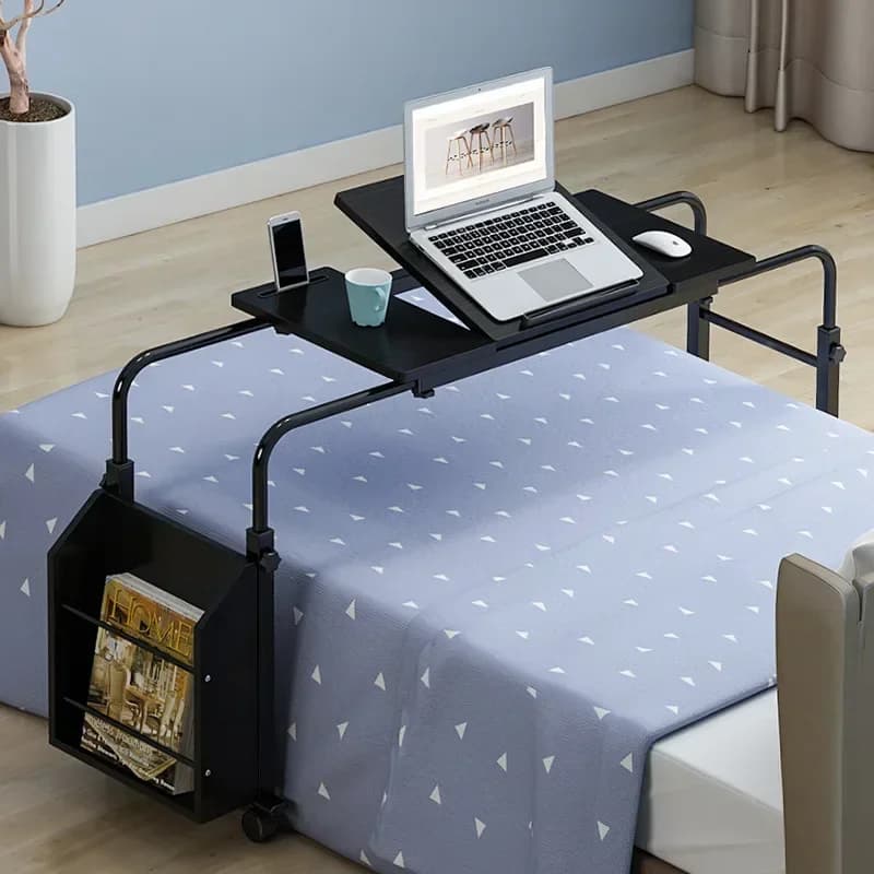 Tavolo da letto con ruote per laptop con rotelle per scrivania reclinabile per computer mobile, postazione di lavoro, carrello per laptop con pesante
