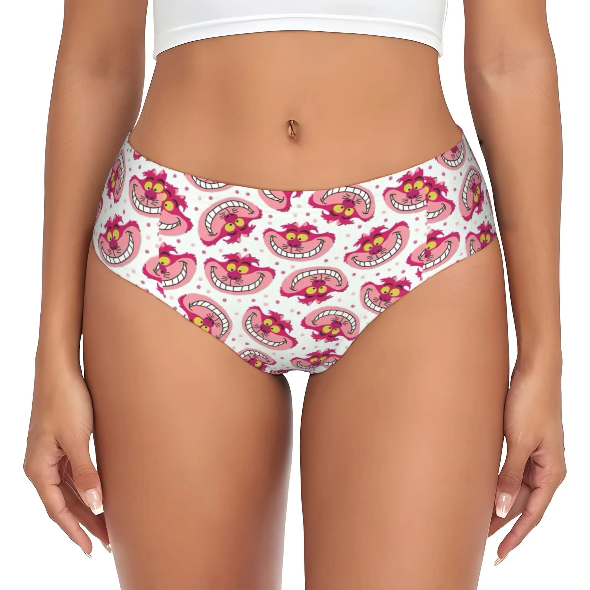 Custom C-Cheshire Anime Cat Briefs Underwear Women Breathable Stretch Panties