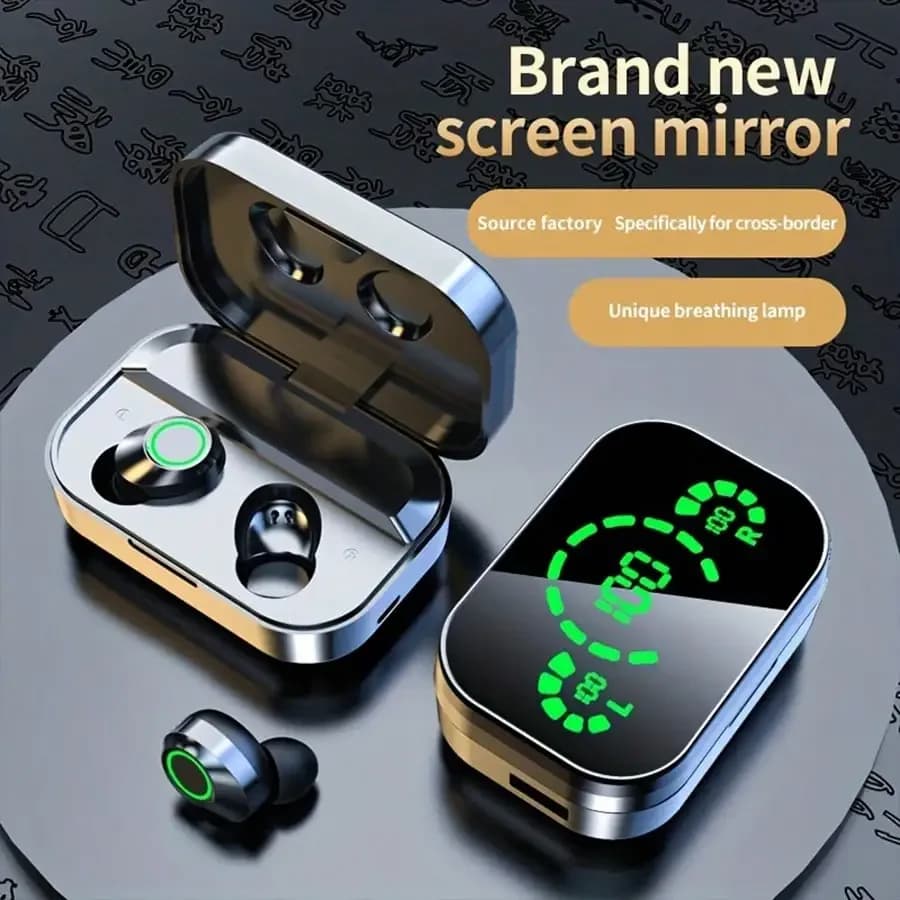 A Pair Of True Wireless Earbuds With Digital LED Battery Display, TWS In Ear Headphones With ENC Noise Reduction Function, Built-In Condenser Microphone, Sports And Fitness Headphones, Deep Bass, Type-C Rechargeable Case, Lithium Polymer Battery