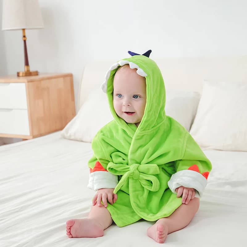 New boys and girls baby bathrobe soft and comfortable baby cute home dress comic animal-shaped bathrobe