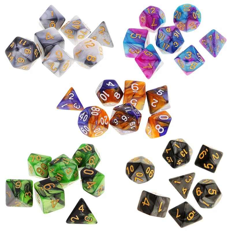 7Pcs dadi poliedrici dadi da gioco poliedrici a doppio colore per RPG Dungeons and Dragons DND RPG MTG D20 D12 D10 D8 D6 D4 gioco da tavolo
