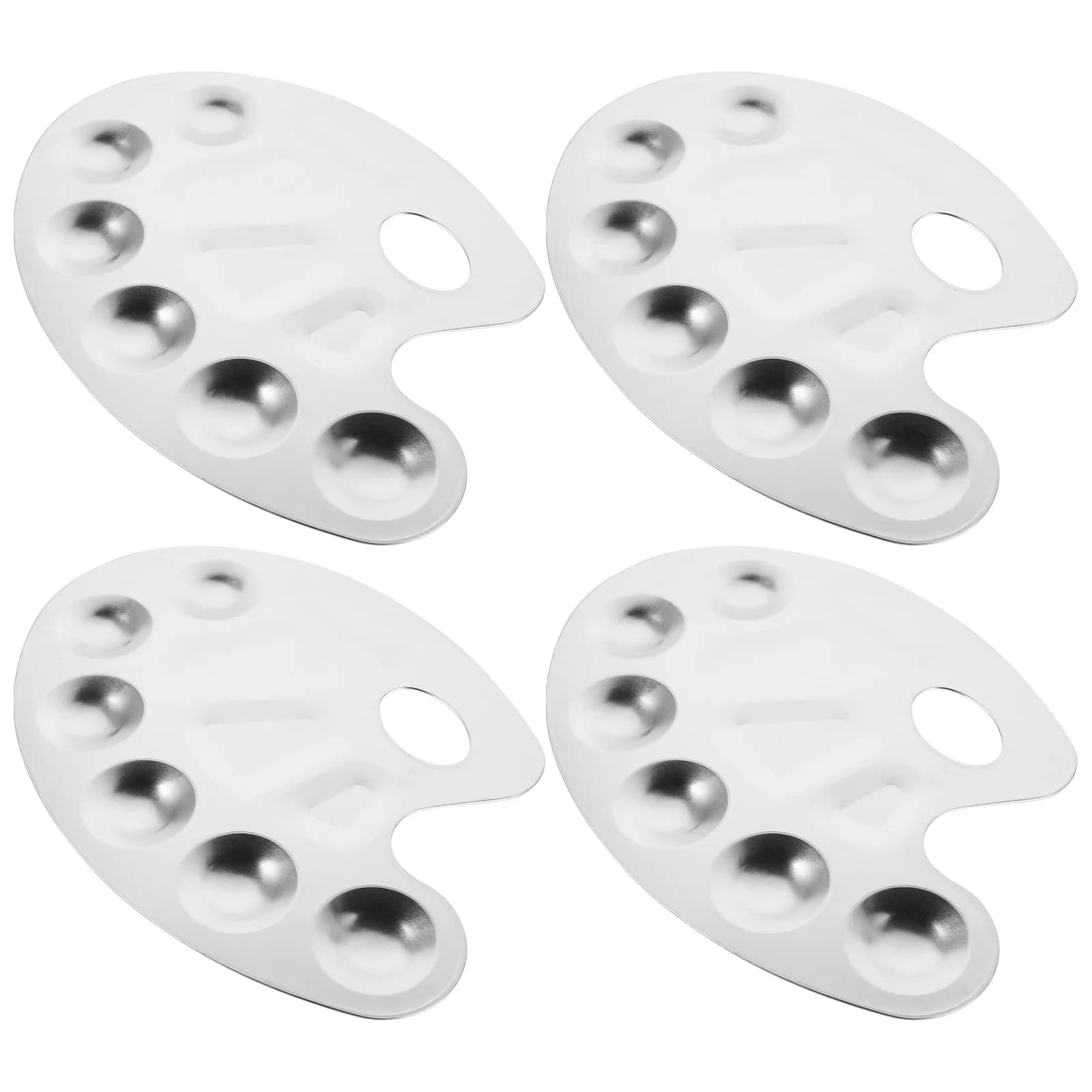 4Pcs Aluminum Paint Palette Metal Mixing Tray Compact Light Portable Paint Mixing Palette for Watercolor Acrylic Gouache Artist