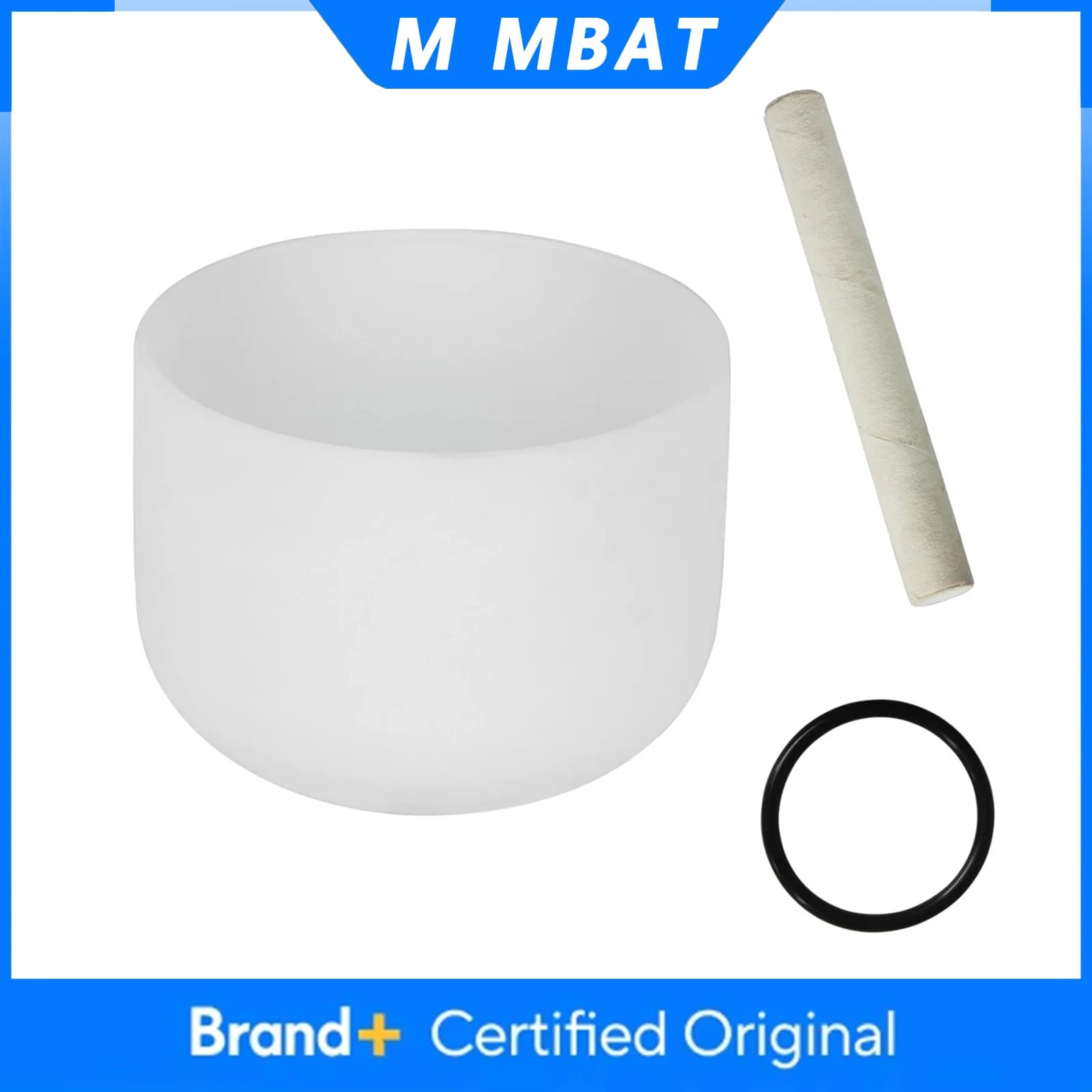 M MBAT 10 Inch Singing Bowl White G Key Crystal Bowl with Drumsticks Percussion Instruments Music Bowl for Meditation Yoga