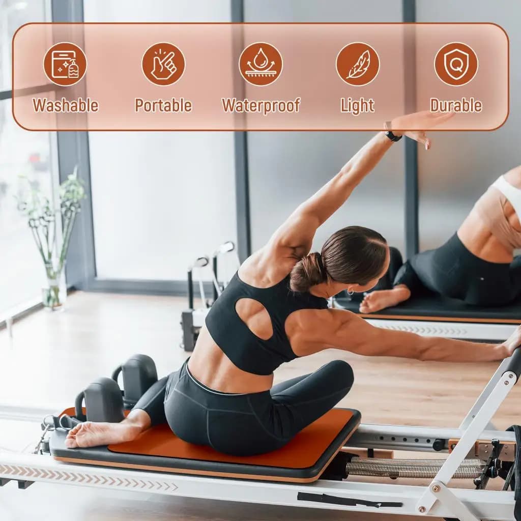 Pilates Reformer Pad Non Slip Cushion Mat Suede Rubber Yoga Pad Folding Lightweight for Pilates and Gymnastics Studio Workout