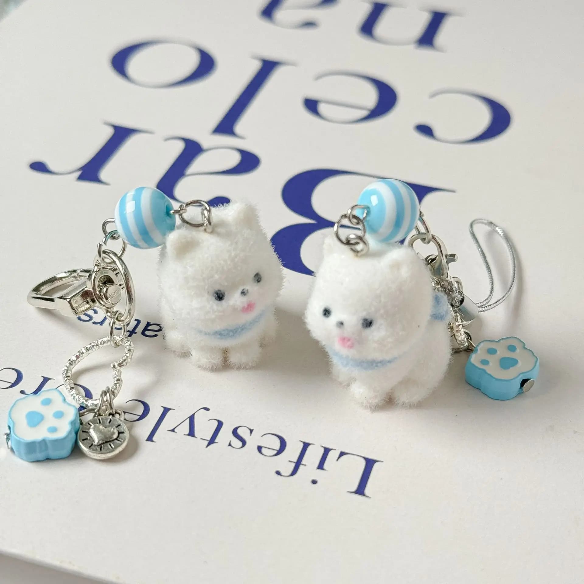 Cute Samoye Phone Strap Pendant For iPhone Case Kawaii Keychain Lanyard Hanging Rope Girl Gift Phone Accessories