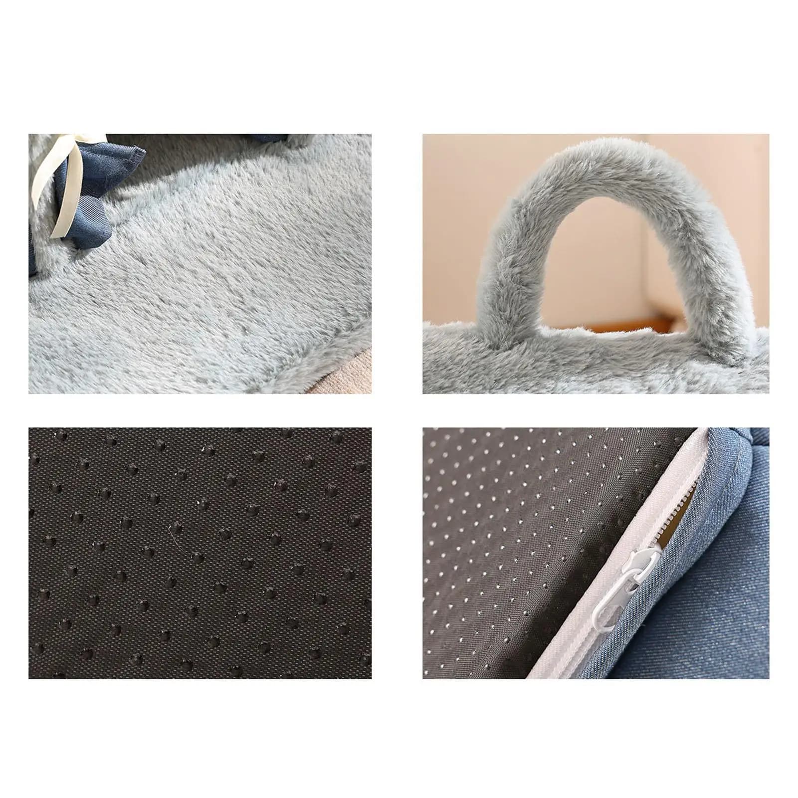 Cuccia a Grotta per Gatti in Peluche Denim, Tenda Chiusa Staccabile per Cani Piccoli, Lavabile e Calda per Gatti e Cani da Interno