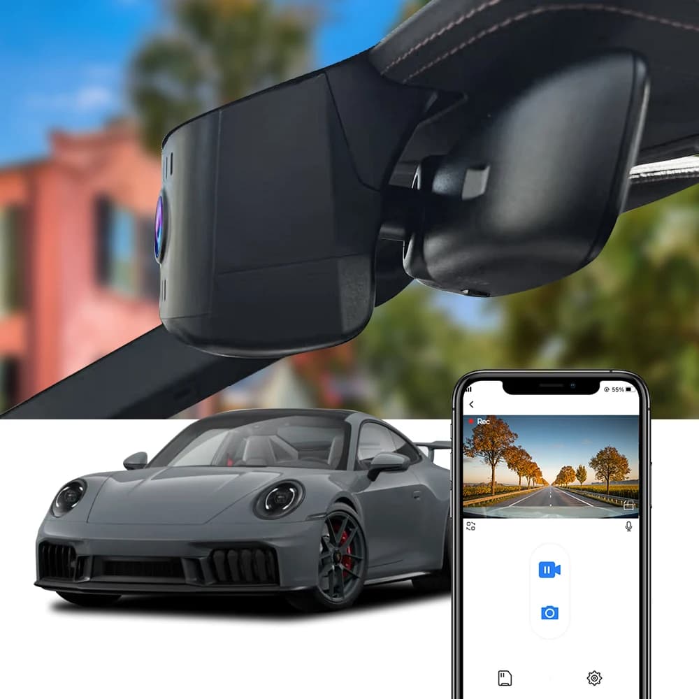 Fitcamx 4K Dash Cam for Porsche 2025 2026 911 (992.2), DVR for car with OEM integration, 2160P Driving Recorder G Control Sensor APP WiFi