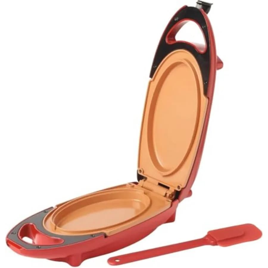 Padella Elettrica Antiaderente in Rame Rosso per Bistecche, Cottura in 5 Minuti, Senza Fumo