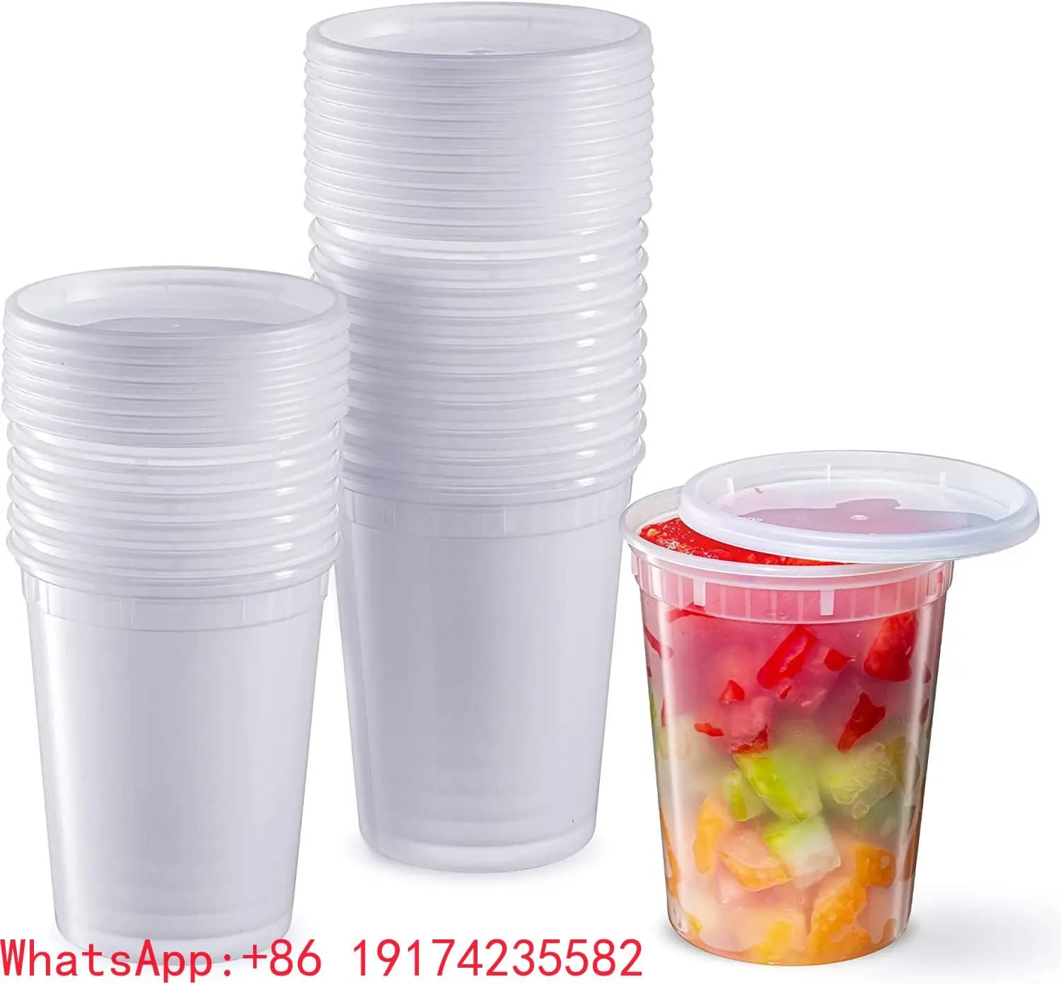 Microwave Leakproof Deli Cup Plastic Food Storage Containers With Airtight Lids 32 OZ Food Box Food Container