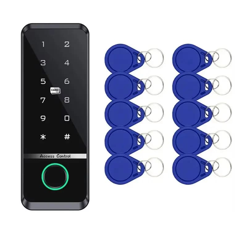 ABGH-Tuya Serratura Intelligente con Impronta Digitale, Controllo Accessi RFID, Tastiera Elettronica, Apriporta, Sistema di Sicurezza Domestica, 10 Carte Incluse