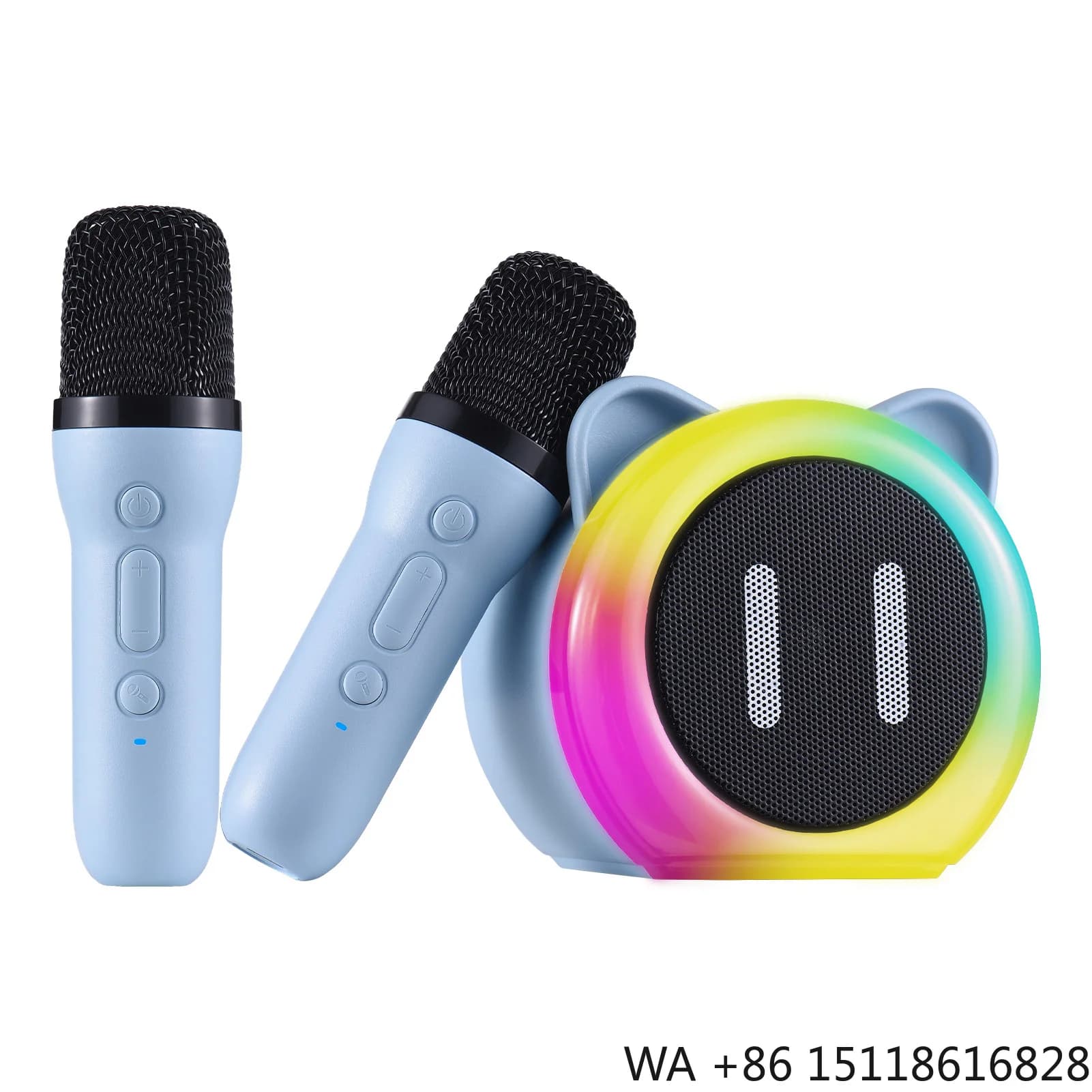 Karaoke Machine with 2 Wireless Microphones BT Microphone and Speaker KTV Set with RGB Light Effects Handheld Mic