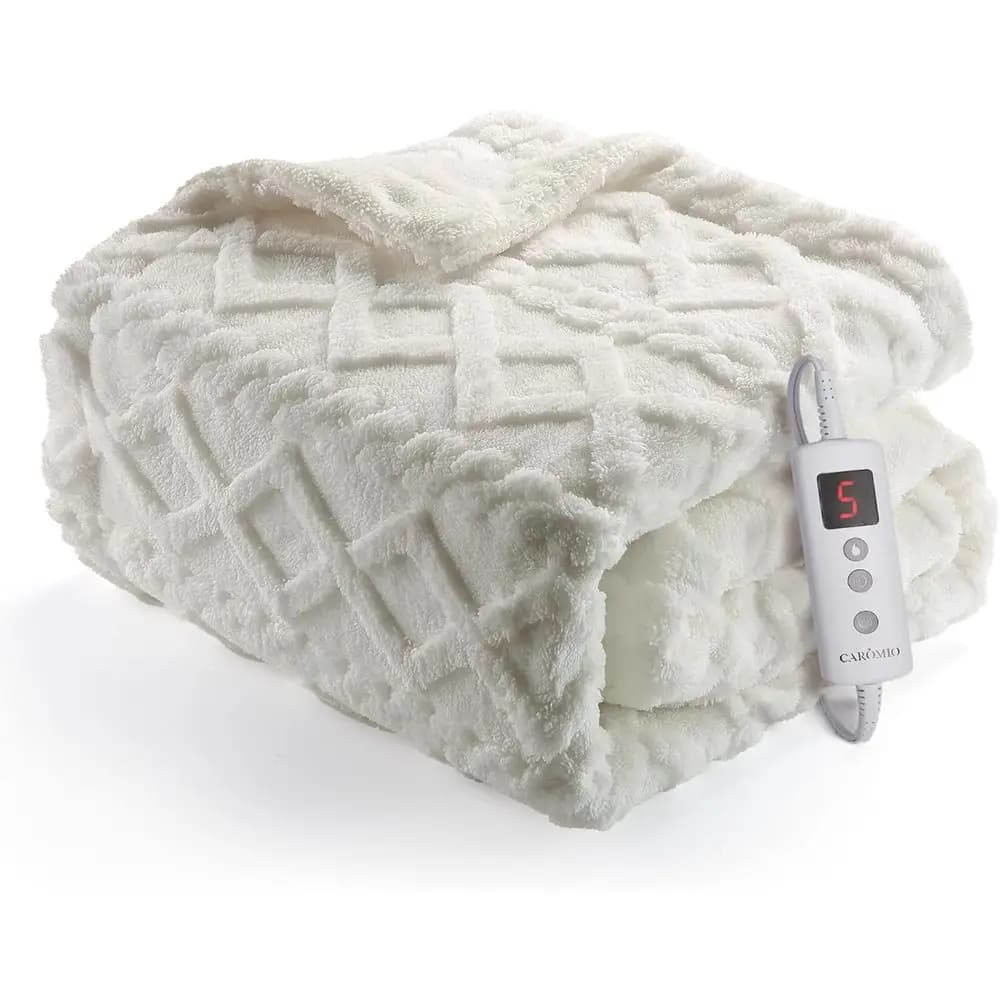Coperta riscaldata - Coperta elettrica Sherpa pelata spessa con 10 livelli di riscaldamento e 10 impostazioni di tempo, certificato ETL