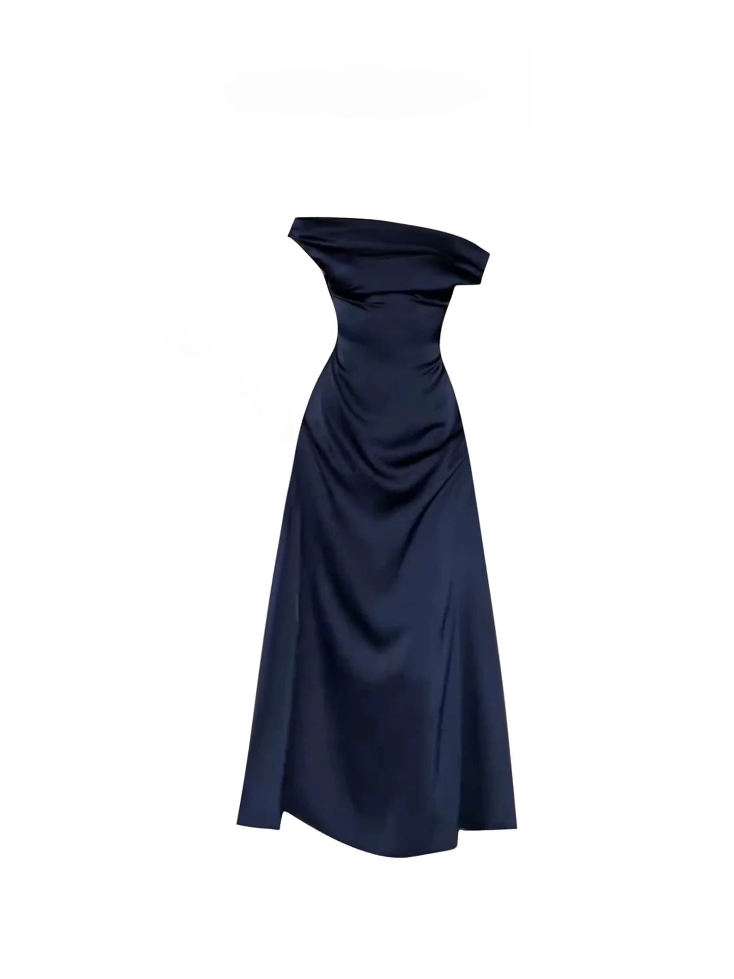 HEZA Abito Monospalla in Raso da Donna, Taglie Forti, Modellante, Lungo, Stile Francese, Gonna a Trapezio, Abbigliamento Casual
