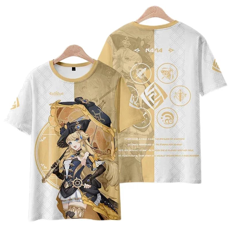 2025 Halloween Gioco Cosplay Genshin impatto maglietta con stampa 3D per vestiti da uomo carino gril Navia magliette grafiche Harajuku moda wo