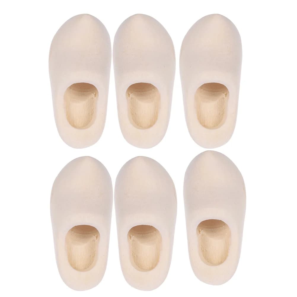 3 paia di decorazioni per statue per casa delle bambole, scarpe in legno, accessori non finiti, zoccoli, mini artigianali per bambini, Klompen per la decorazione fai da te della sposa