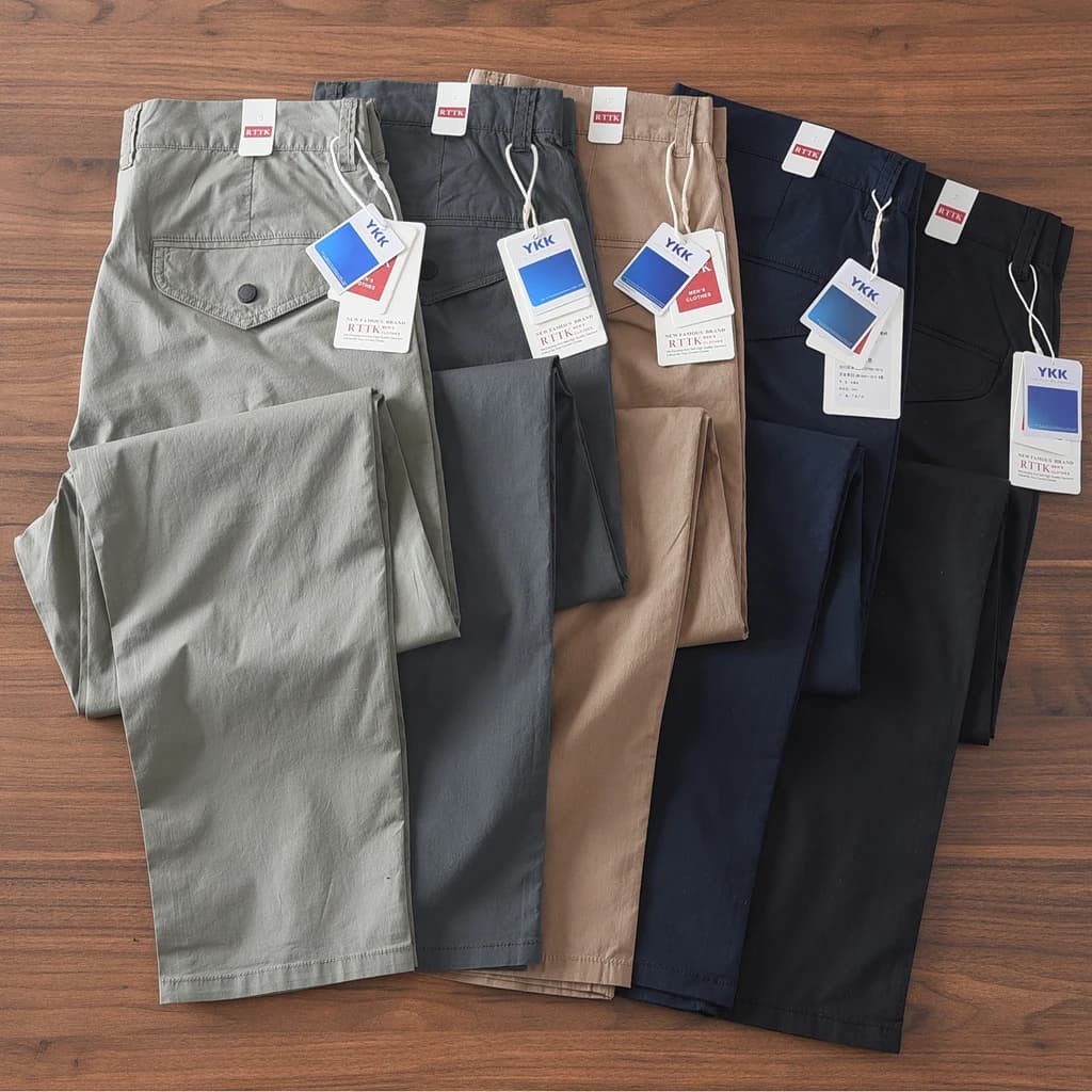 2025 Estate Nuovo Americano Retro Sottile Pantaloni Elastici Ad Asciugatura Rapida da Uomo Semplice 97% Cotone Lavato Pendolari Casual Pantaloni Dritti