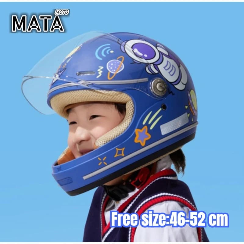 Casco Antiurto per Bambini, Casco da Moto con Design Cartoonesco, Casco per Bici Elettrica, Casco Integrale per Moto