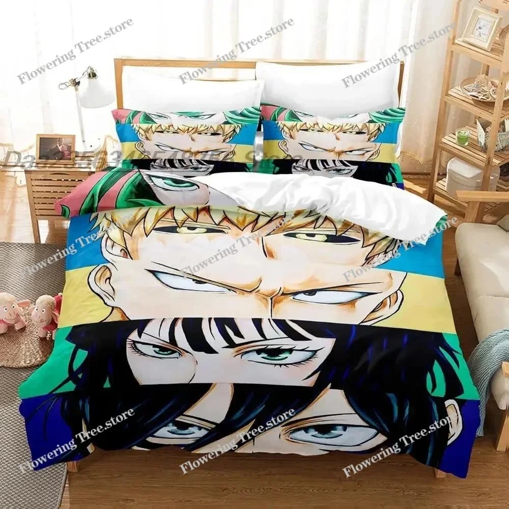 Set di biancheria da letto One Punch Man, set di lenzuola singolo, matrimoniale, queen size, king size, per adulti e bambini, set copripiumino 3D anime.