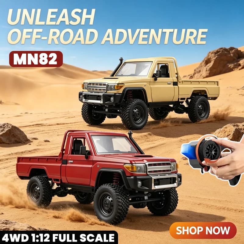 New Upgraded Full Scale RC CAR MN82 1:12 4WD Off-Road Crawler Car Pick Up Truck Controllable Headlights 2.4G Remote Control Toys