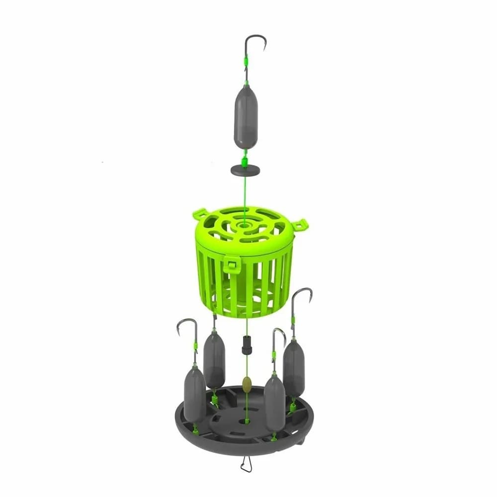 Strong five hooks durable hooks carbon steel fishing hooks plastic cage sea box design square design equipment for sea fishing carp