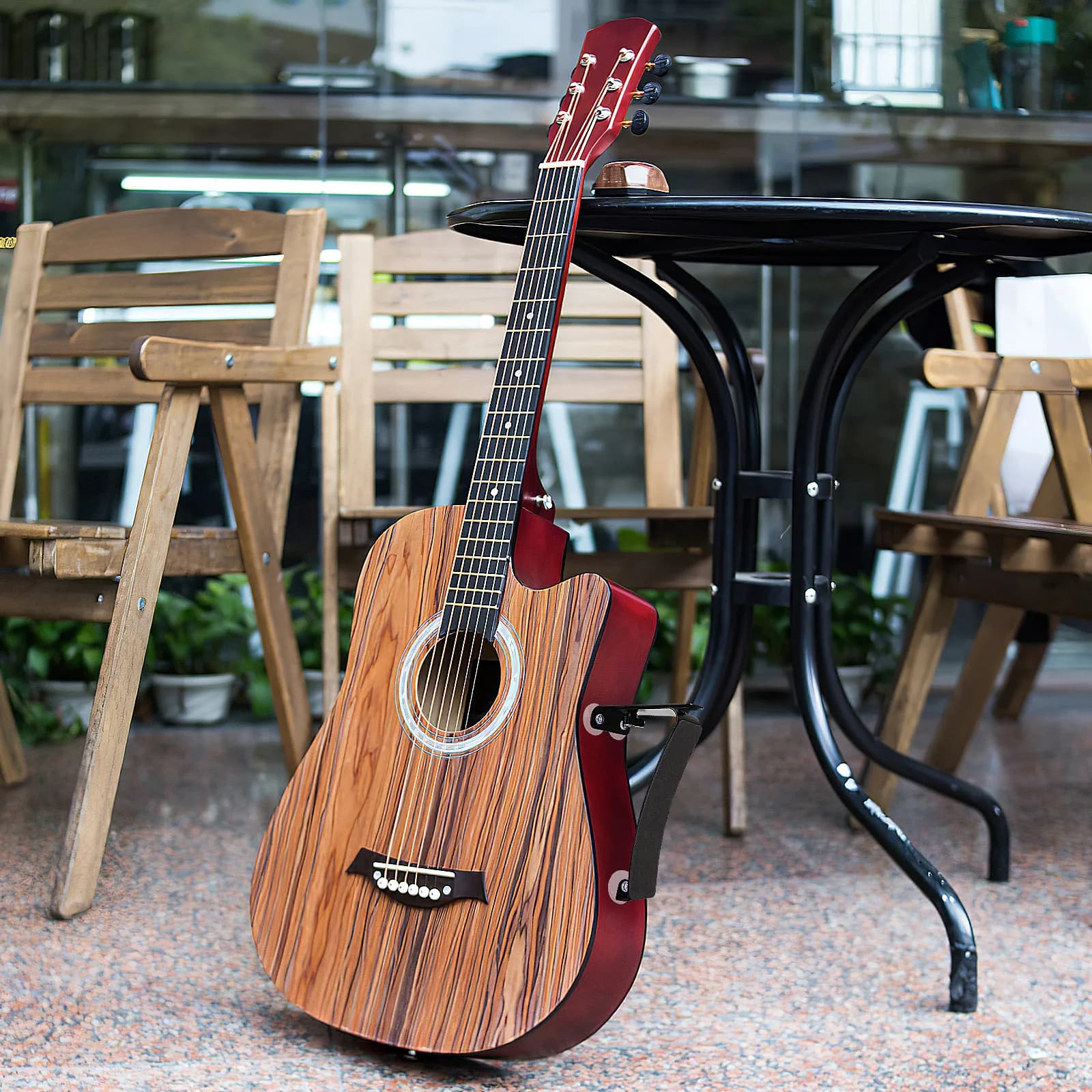 Supporto per Chitarra con Telaio in Alluminio e Ventose in Gomma, Poggiapiedi Portatile Regolabile per Chitarra Classica, Acustica e Ukulele