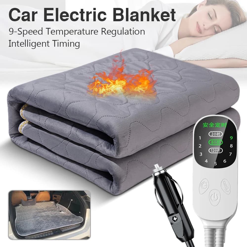 Coperta riscaldata elettrica per auto 12V Coperta calda a risparmio energetico per auto 50x150 cm/70x180 cm/120x150 cm Camion RV Coperta riscaldante per auto Tappetino