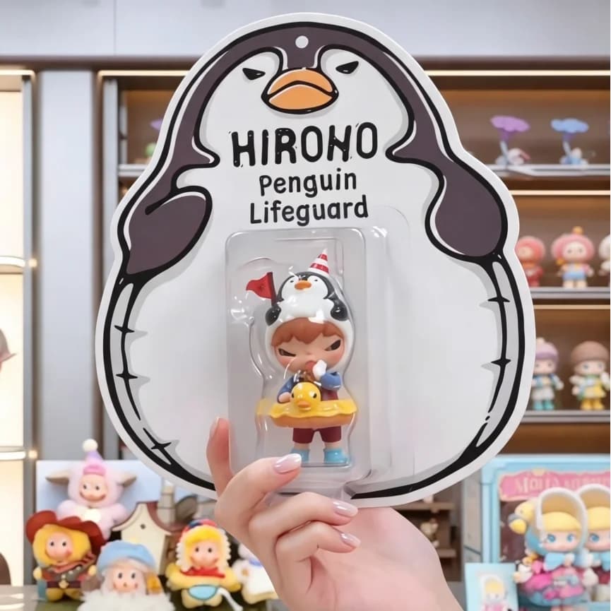 POPMART Hirono Penguin Lifeguard Series Blind Box Original Toys Guess Bag Cute Doll Anime Figure Ornament Collectible Gift Set