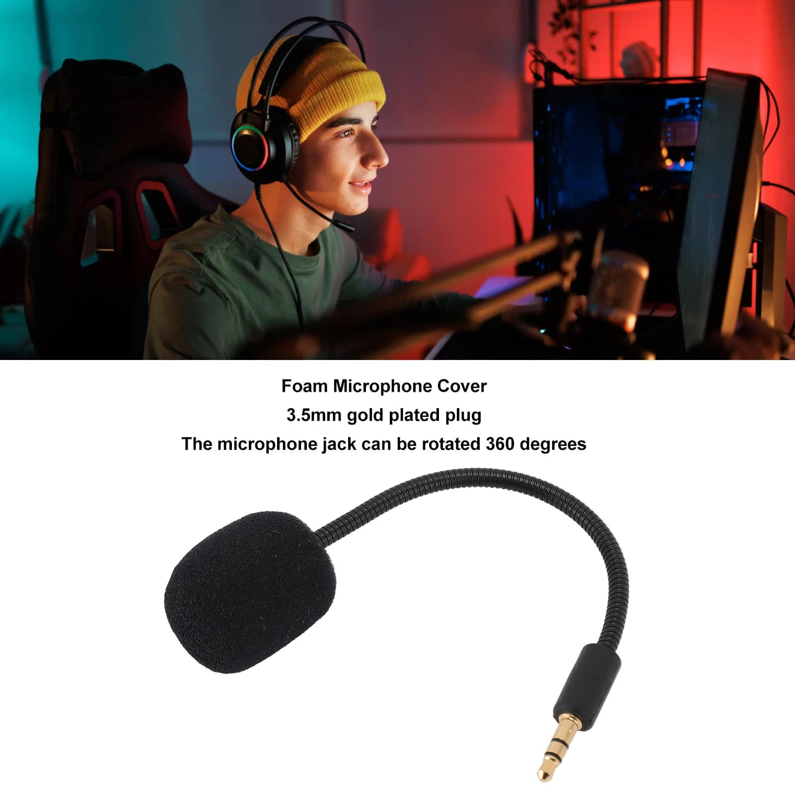 Microphone Game Headphone Microphone Professional Plug and Play with 3.5mm Microphone Replacement for Razer Barracuda X Earphones