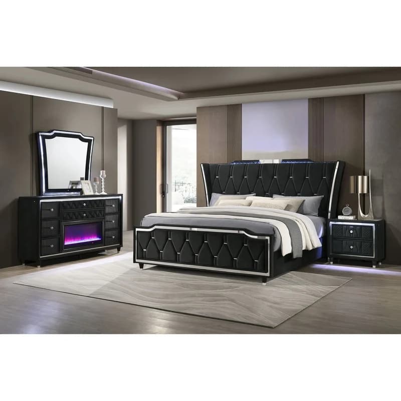 Black 4-Piece Eastern King Bedroom Set