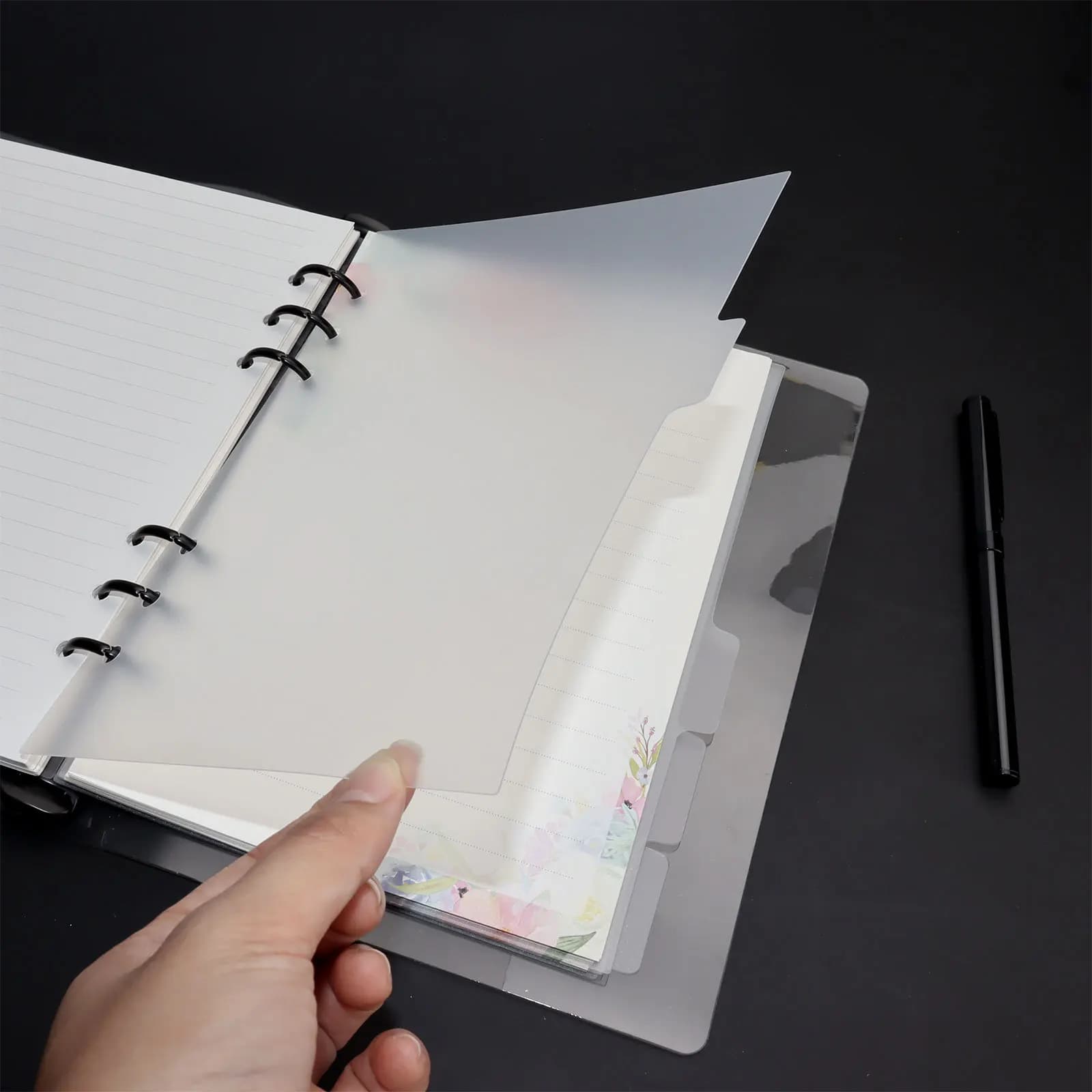Divisore per indice di carta trasparente A5 A6 6 fori per raccoglitore Planner Notebook Cancelleria Notebook Divisore di carta Accessori