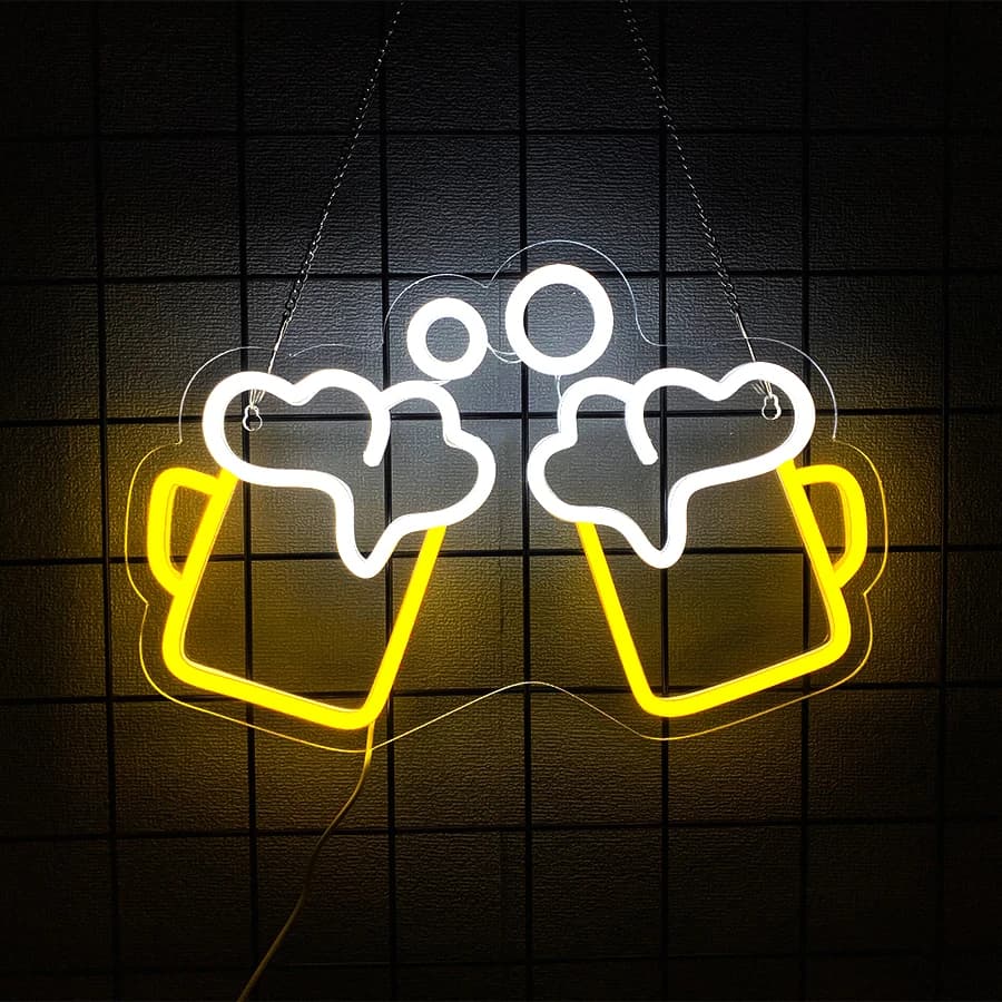 Insegna al Neon 'Cheers' per Boccale di Birra, Decorazione da Parete, Luce al Neon LED per Bar, Club, Feste, Riunioni in Casa, Regalo Festivo per Amici, Alimentazione USB